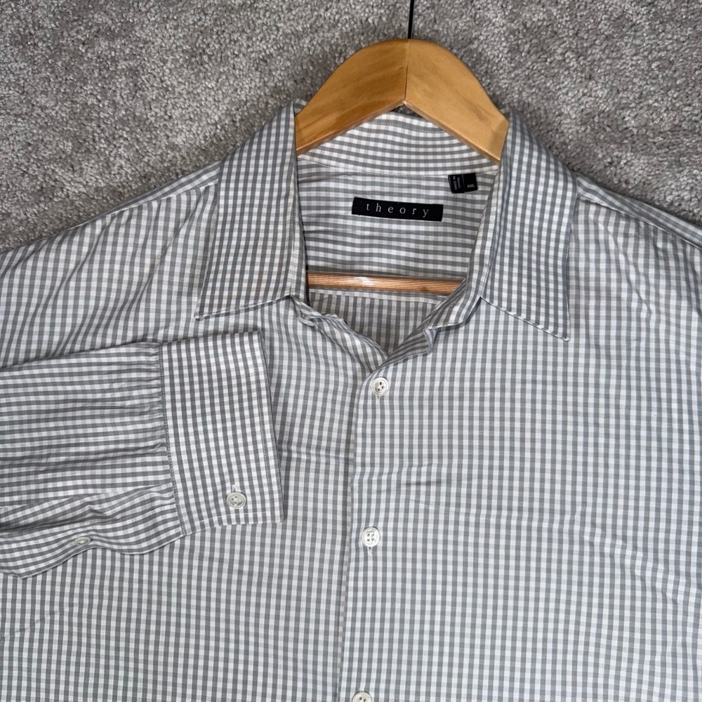 Theory Men's XXL Gingham Button Down‎ Shirt Long Sleeve Casual Dress Shirt